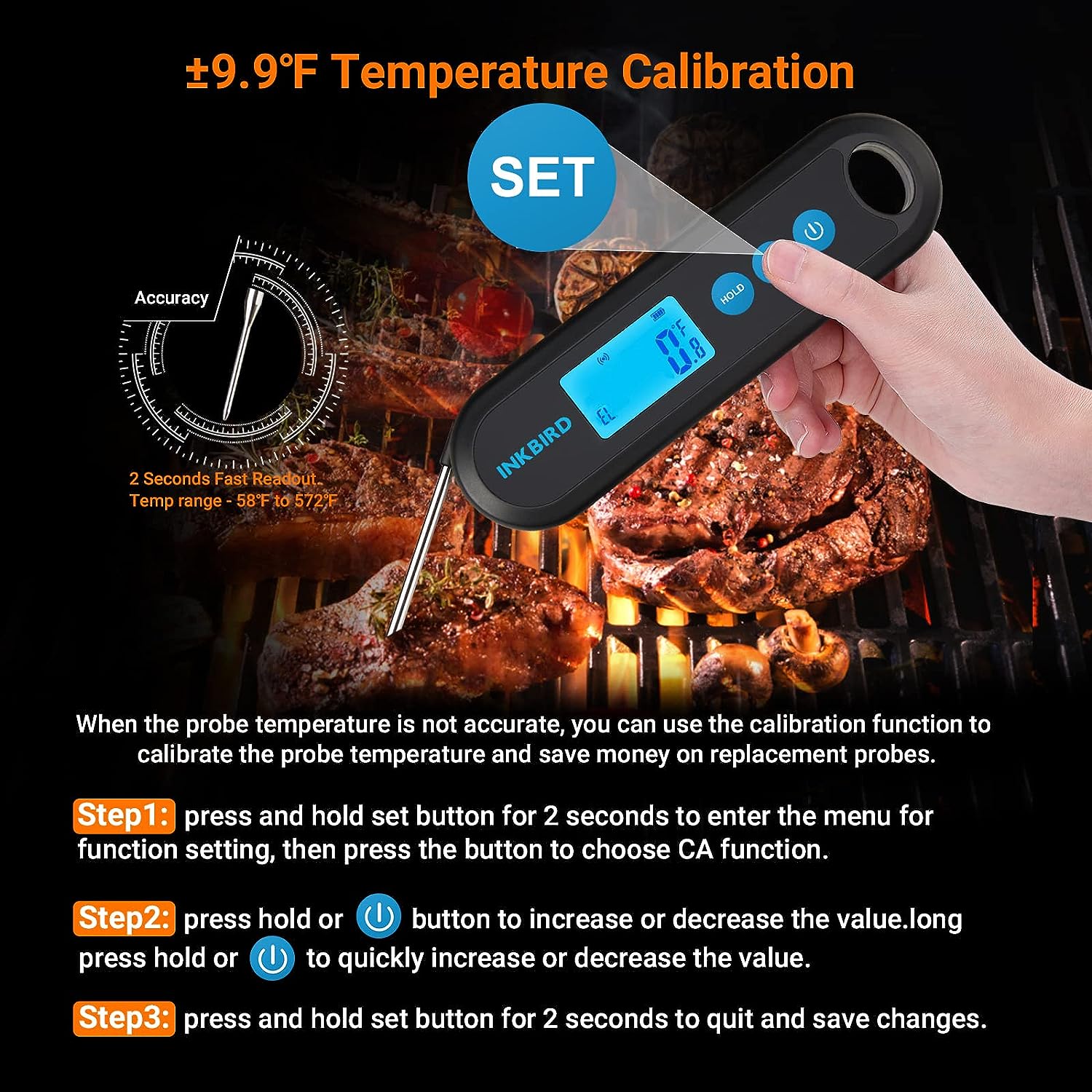 INKBIRD Hybrid Thermometer Between a Remote Bluetooth BBQ Meat Thermometer with 2 Probes and an Instant-Read Thermometer,Rechargeable Grill Thermometer with Temperature Alarms and Graph, Calibration INKBIRD Hybrid Thermometer Between a Remote Bluetooth BBQ Meat Thermometer with 2 Probes and an Instant-Read Thermometer,Rechargeable Grill Thermometer with Temperature Alarms and Graph, Calibration