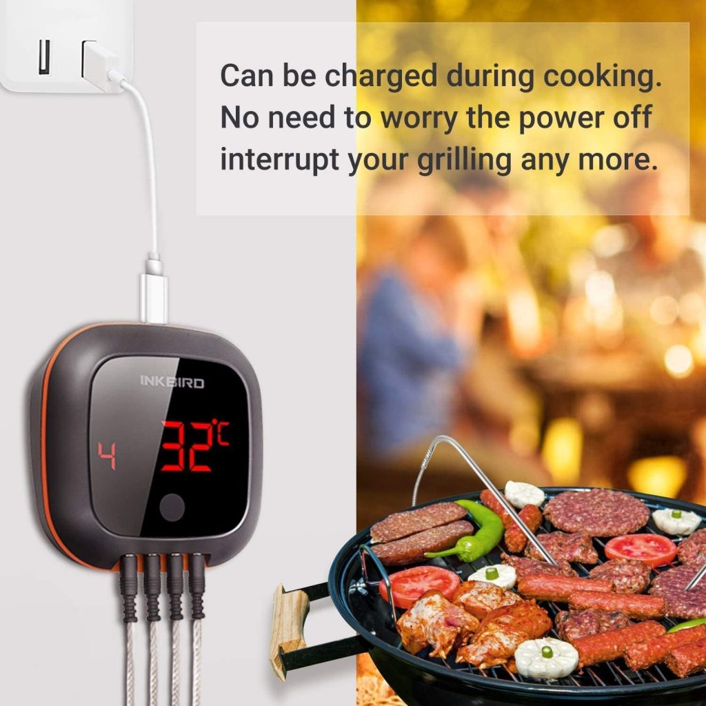 Inkbird IBT-6XS Bluetooth Meat Thermometer – 6 Probes Rechargeable – Grill Master
