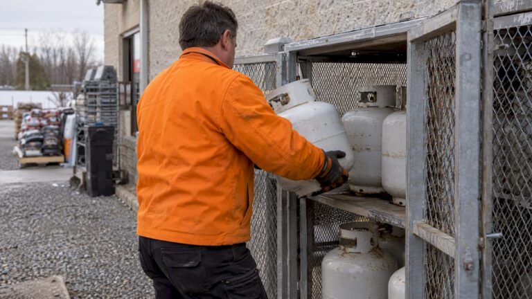 Propane cylinders at rural hardware store